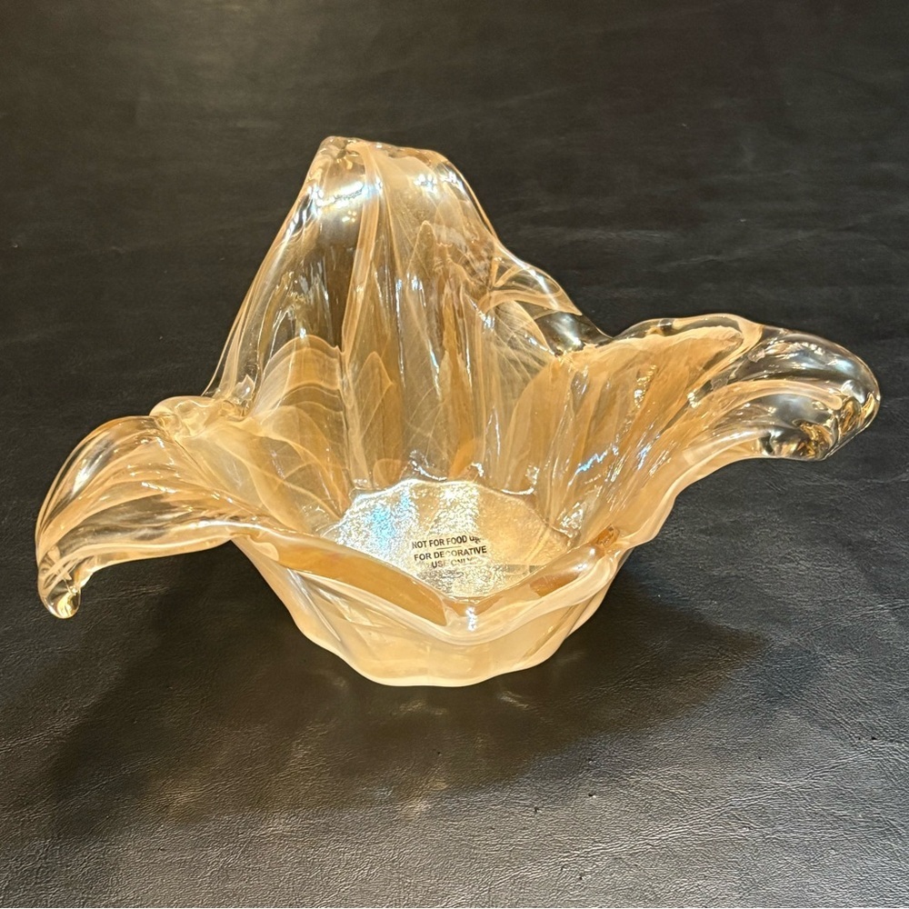 Glass Art Bowl Centerpiece  Swirl Abstract Stunning piece . Made in Italy